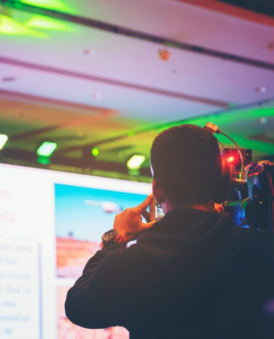Seminar training workshop event video camera field working recorder commercial production to blurred Spokespersons talk